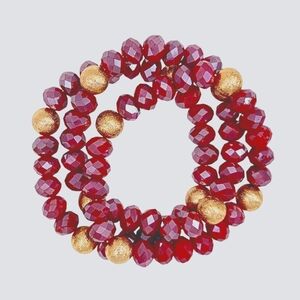 3 SET SATIN BALL ACC GLASS BEADS BRACELET